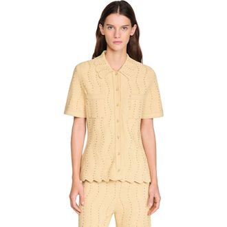 Sandro Rhinestone cardigan in Gold at Nordstrom, Size X-Small