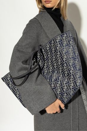 Fendi Reversible Roll Large Shopper Bag, Womens, Grey