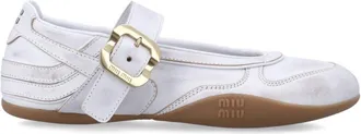 Miu Miu Off White Logo Ballet Flats
