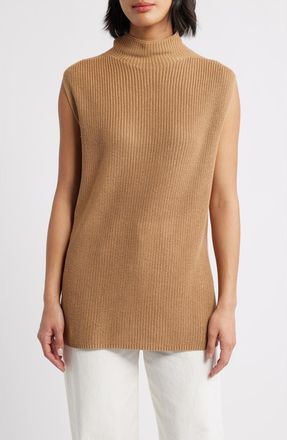 Cloth & Stone Mock Neck Sweater Vest in Golden Camel at Nordstrom, Size X-Small