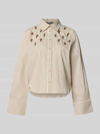 Christian Berg Regular Fit Bluse im Allover-Look mit Perlen in Mittelbraun, Gr&ouml;&szlig;e 34