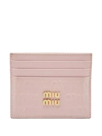 Miu Miu embossed-monogram card holder - Pink