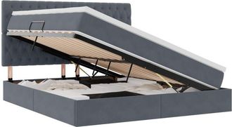 vidaXL Storage Bed with Mattress Dark Grey 180 x 200 cm Velvet vidaXL