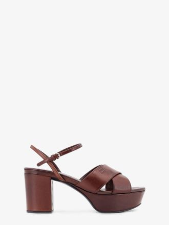 Miu Miu Sandali con tacco in pelle con logo inciso laterale - MIU MIU - gender_Woman
