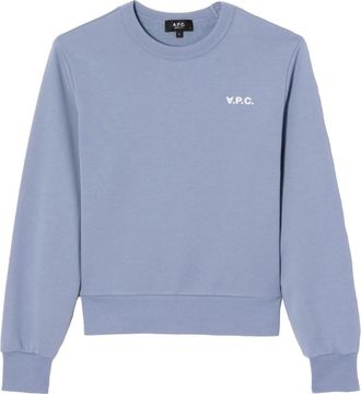 A.P.C. Blauw Grijs Sweatshirt met Velvet Logo - Dames - Sweatshirts - Blauw - XS - Katoen - Hoodies & sweatvesten
