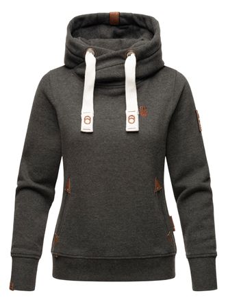 Navahoo Dames Hoodie Namikaa - Warme Trui met Hoge Kraag & Kunstleren Details