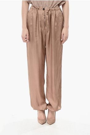 Dries Van Noten Satin Trousers PENRA with Ankle Drawstring size 40