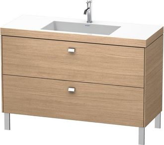 Duravit Lavabo Para Muebles Duravit Brioso C-bonded Con Base De 120,0x48,0 Cm, 2 Extra&iacute;bles, Sin Rebosadero, Con Banco Para Grifos, 1 Agujero Para Grifos, Col