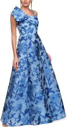 JS Collections Anya Floral A-Line Gown in Sky at Nordstrom, Size 18