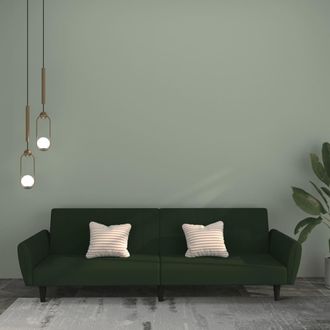 vidaXL Sof&aacute; Cama De 2 Plazas Terciopelo Verde Oscuro Vidaxl