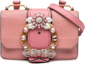 Miu Miu Pre-owned Womens Leather Crossbody Jeweled Buckle - Pink - One Size