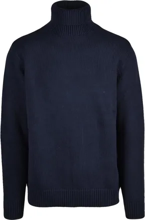 Add Ribbed Knit Turtleneck Sweater in Deep Navy