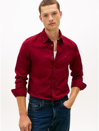 Tommy Hilfiger Mens Slim Fit Oxford Shirt - Red - L