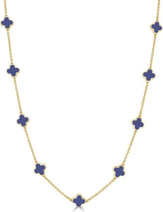 Italian Gold, Inc 14K Yellow Gold Clover Necklace- Lapis