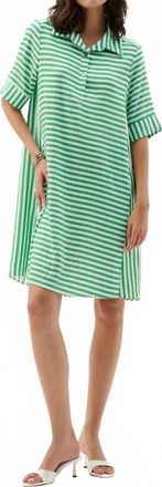 Joseph Ribkoff Striped Trapeze Dress In Green/vanilla