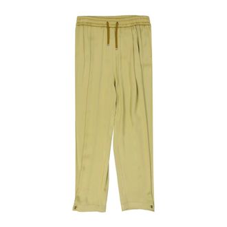 Herno Satin Wide Trousers - female - Herno - Cropped Trousers - Yellow - S - Trousers