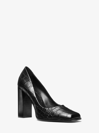 Michael Kors Jeanne Crocodile Embossed Leather Pump