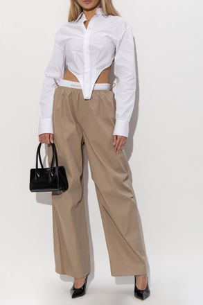 Alexander Wang Trousers With Logo, Womens, Beige