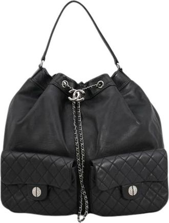 Chanel Pre-owned Matelasse Backpack - Dames - Vintage Tas - Zwart - ONE Size - Leer - Vintage