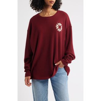 Boys Lie Mon Cheri Thermal Boyfriend Sweatshirt in Wine at Nordstrom Rack