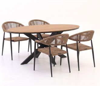 Bellagio la vita attrattiva Manifesto Belpasso/Fidenza 180cm ovaal dining tuinset 5-delig