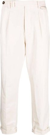 Brunello Cucinelli Off-White Pleated Trousers With Cuffs, Brand Size 48 (US Size 32)