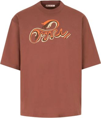 Marni T-shirt con logo - Marrone