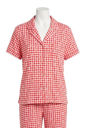 Z Supply Gingham Pajama Top In Kiss Me Red