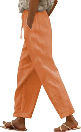 Generic Nuoke My Orders, Linen Trousers Womens, Summer Trousers for Women UK, Black Elasticated Waist, Wide Leg Culottes, Plus Size Wide Leg Pants, Womens Chi