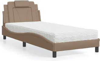 vidaXL Cama Con Colch&oacute;n Cuero Sint&eacute;tico Capuchino 90x190 Cm Vidaxl