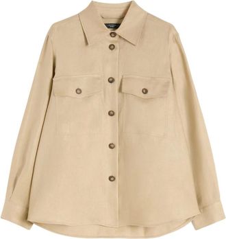 Max Mara Light Jackets, female, Beige, Size: 2XS Flap-pocket Shirt Jacket