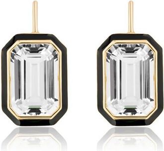 Goshwara Queen Emerald Cut Earrings in Black /Clear at Nordstrom