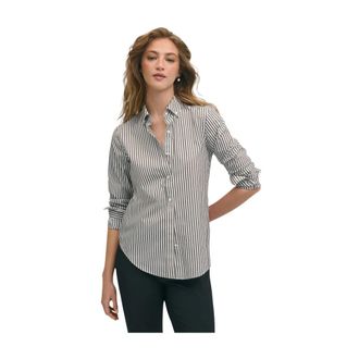 Brooks Brothers Klassiek model non-iron gestreept stretch poplin Supima overhemd met button-down kraag - Dames - Overhemden - Zwart - 2XS - Katoen - Overhemden