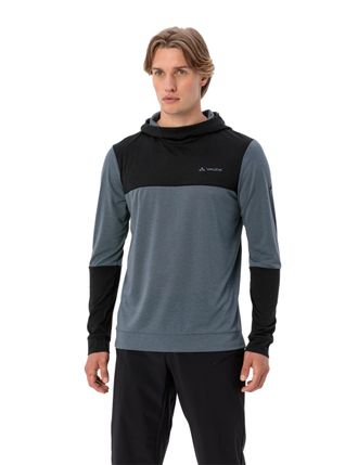 Vaude Langarmshirt VAUDE, Damen, Gr. XXL, schwarz (schwarz, heron), Obermaterial: 88% Polyester, 12% Wolle, Shirts Langarmshirt, legerer Schnitt, mit Kapuze
