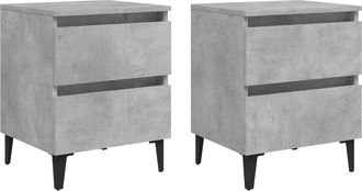 vidaXL Vidaxl Comodini 2pz Grigio Cemento 40x35x50 Cm In Legno