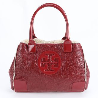Tory Burch Red Color Leather Handbag Tote Bag (Pre-Owned)