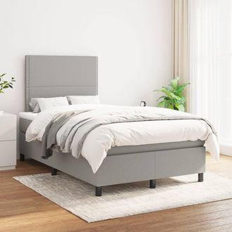 vidaXL Vidaxl - Cama Box Spring Con Colch&oacute;n Tela Gris Claro 120x200 Cm