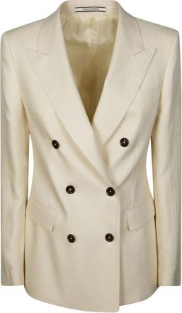 Tagliatore Giacca Chambray Lino - Dames - Blazers - Beige - M - Linnen - Jassen