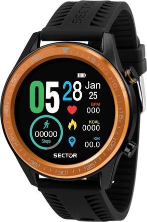 Sector S-02 Smart Digitaal Oranje Horloge - Heren - Horloges - Zwart - ONE Size - Accessoires