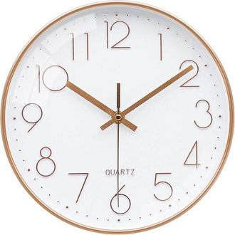 OEM Reloj De Pared Silencioso Con Indicador De Hora, N&uacute;meros Grandes, 20 Cm, Oro Rosa