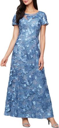 Alex Evenings Sequin Soutache A-Line Gown in Brush Periwinkle at Nordstrom, Size 12P