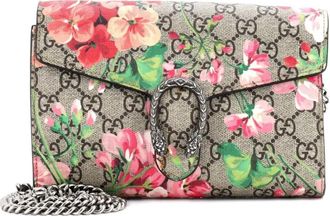 Gucci Dionysus Chain Wallet Blooms Print GG Coated Canvas Small crossbody bag - Bruin