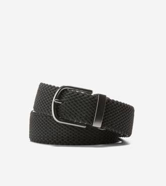 Cole Haan Mens 35MM Reversible Stretch Belt - Black Size 32