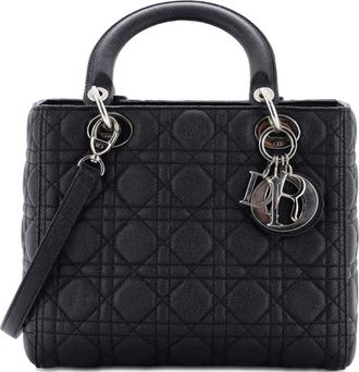 Dior Lady Dior Bag Cannage Quilt Grained Calfskin Medium satchel - women - Calf Leather - One Size - Black