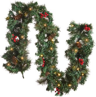 Beliani Beliani - Guirnalda De Navidad Verde Material Sint&eacute;tico Led 180 Cm Ramitas Decoraci&oacute;n Artificial Ramitas Ajustables Tenala