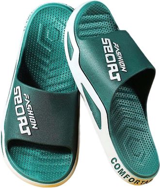 Generic Mens Slide Slippers For Indoor And Outdoor Use With Comfortable Breathable Design Ideal For Summer Beach Bathroom Casual Wear (Green, 3.5)