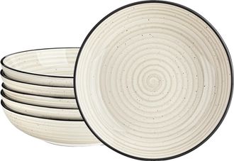 OEM Cuencos De Cer&aacute;mica Para Postre, Juego De Vajilla Multiusos, Elegante Dise&ntilde;o Geom&eacute;trico, Color Beige, 6 Piezas