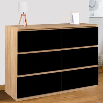 IDMarket Idmarket - C&oacute;moda Tomi 110 Cm 6 Cajones En Madera Efecto Haya Y Negro