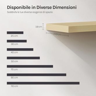 Woltu Woltu - 3 Estantes De Pared Para Sala De Estar, Estudio, Cocina, 25 Cm, Roble Amarillo