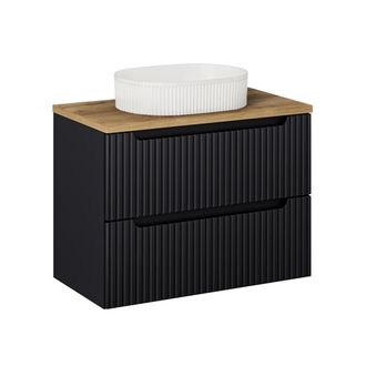 Petits Meubles Mueble lavabo 2 cajones estratificado Negro marr&oacute;n